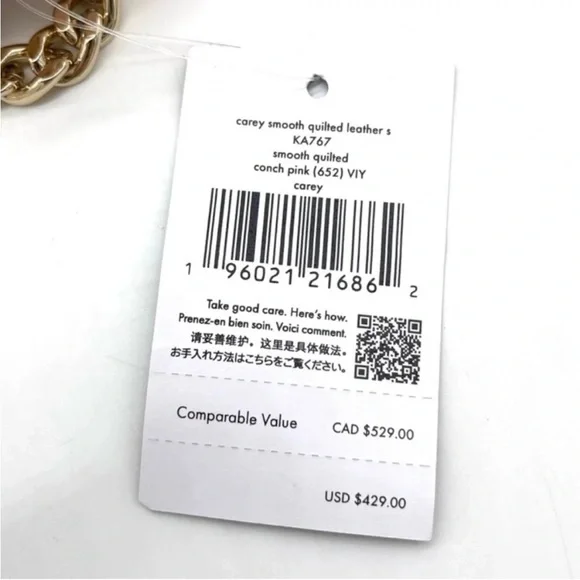 Kate Spade Carey Small Quilted Flap Shoulder Crossbody Bag Light Pink/ Gold - Picture 10 of 10